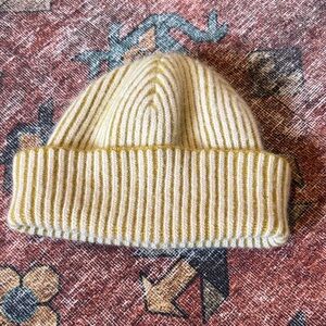 Madewell Yellow and Cream Striped Beanie